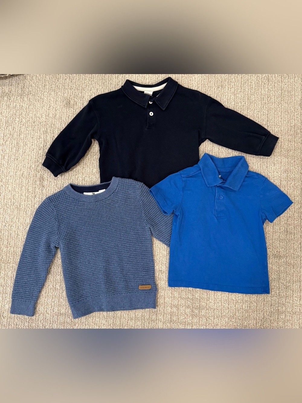Lot of 3 Blue 100% Cotton H&M Kids Tops - 18M/2T